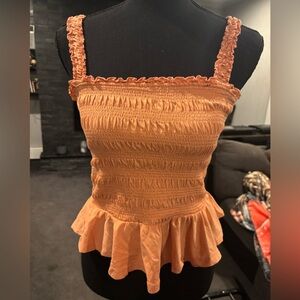 New Look Orange Smocked Peplum Cami